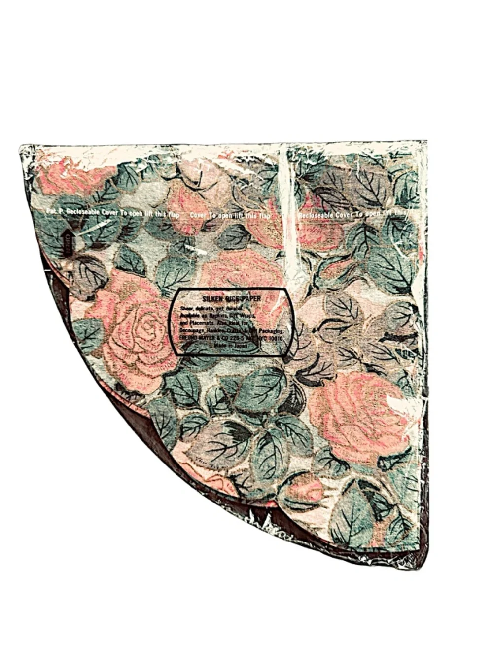 FREUND-MAYER Vintage Rice Paper Napkins (lot of 18) Rose Pattern Scalloped Fan